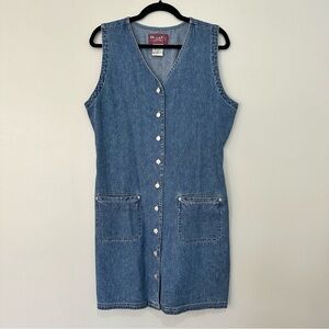 Women’s Denim & Co Denim Button-Down Dress 100% Cotton Blue Vintage Sz Medium